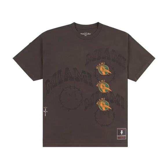 Cactus Jack by Travis Scott x Mitchell & Ness University Of Miami Seal Tee New - Picture 1 of 4